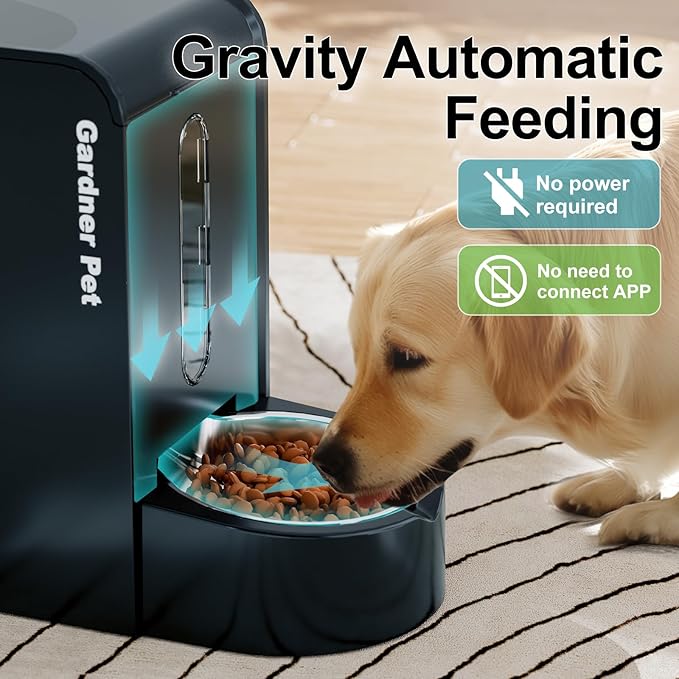 Automatic Gravity Pet Feeder, 1.8 Gallons*2 Dog Feeder and Water Dispenser Set, 2-in-1 Automatic Feeder and Stainless Steel Water Dispenser for Dogs, Cats, Rabbits, Puppies (Dark Blue)
