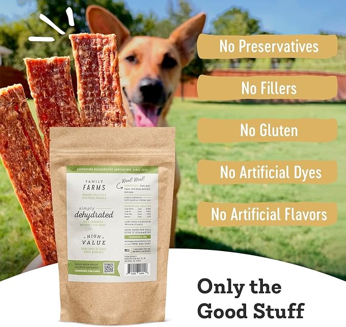 Farm Hounds Premium Natural Duck Treats for Dogs, 100% Made from Humanely-Raised Ducks, No Fillers Added, Nutrient-Rich Duck Jerky Dog Treats, Healthy Delicious Dog Strips, Made in USA, 2-Pack