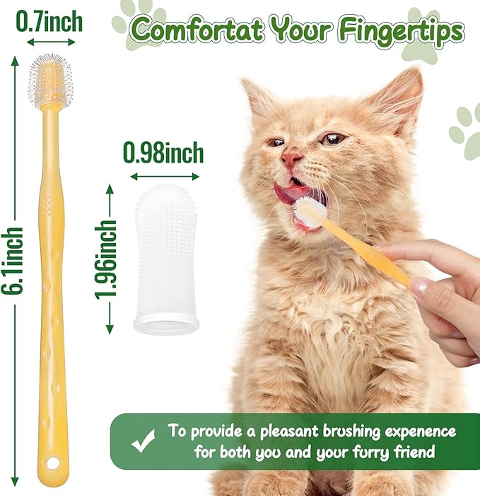 4 Pack Cat Dog Toothbrush 360 ° Silicone Soft Dog Cat Toothbrush 360 ° with Finger Toothbrushes Cat Dog Tooth Brushing Kit Canine Dental Care for Small Medium Large Breed Dogs Cats Puppy Doggie Kitten