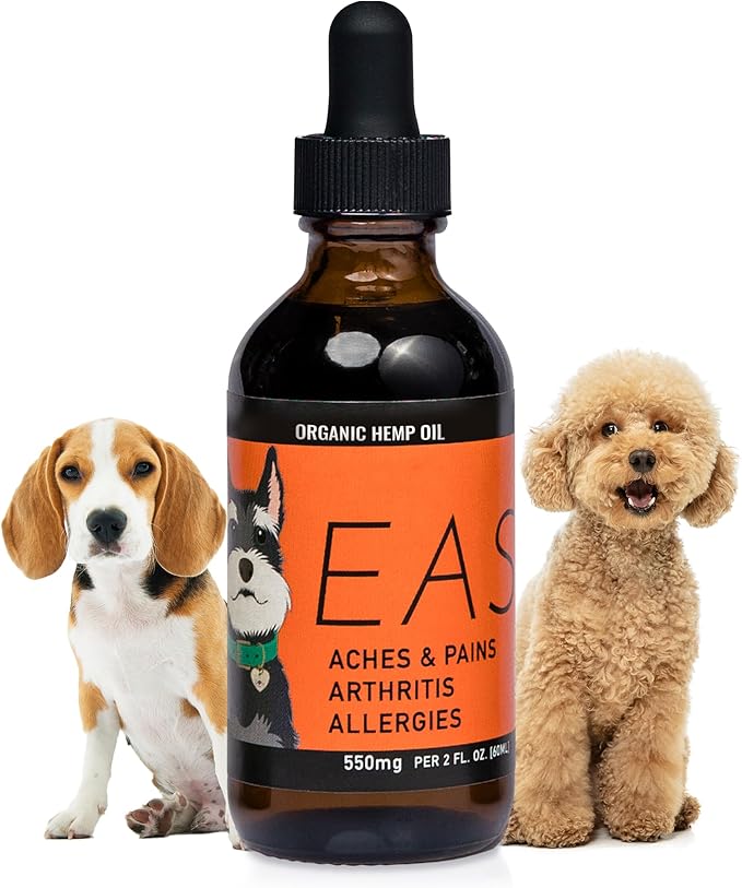 EASE - Hemp Oil for Dogs - for Dog Arthritis, Allergies, Aches, Pains, Joint Wellness - Dog Arthritis Pain Relief & Anti Inflammatory for Dogs - 100% Natural Hemp Dog Drops
