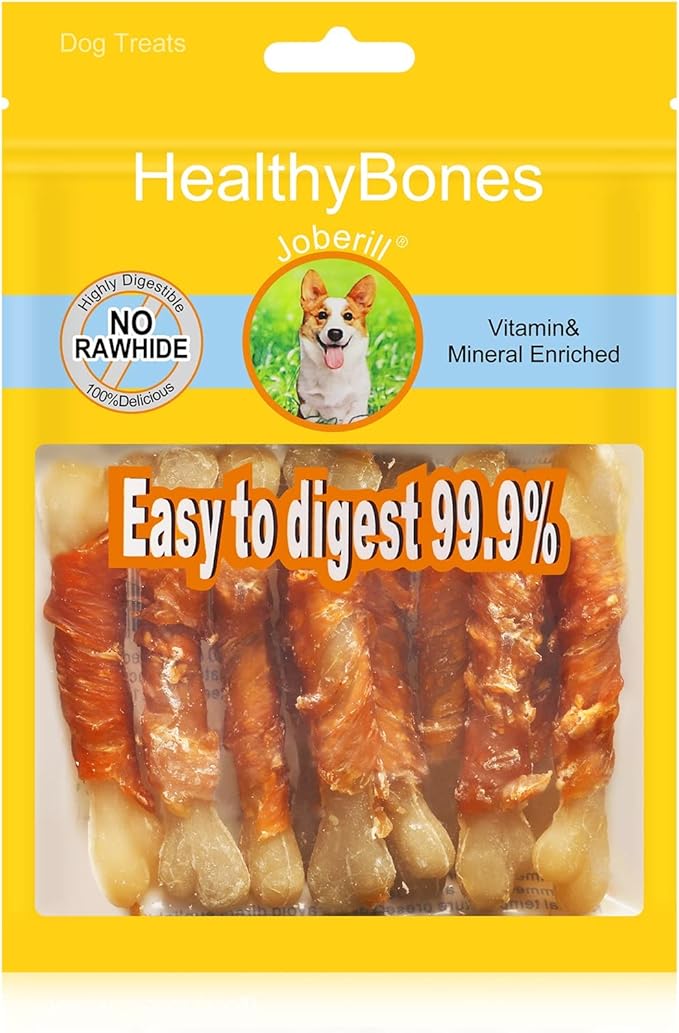 UrbanX HealthyBones Rawhide Free Healthy Foods for Australian Shepherd Pit Bull Mix and Other Large Mixed Breed Dogs, Chicken Wrapped Sticks Dog Foods, Soft Chewy Foods for Training Rewards, 7 Count