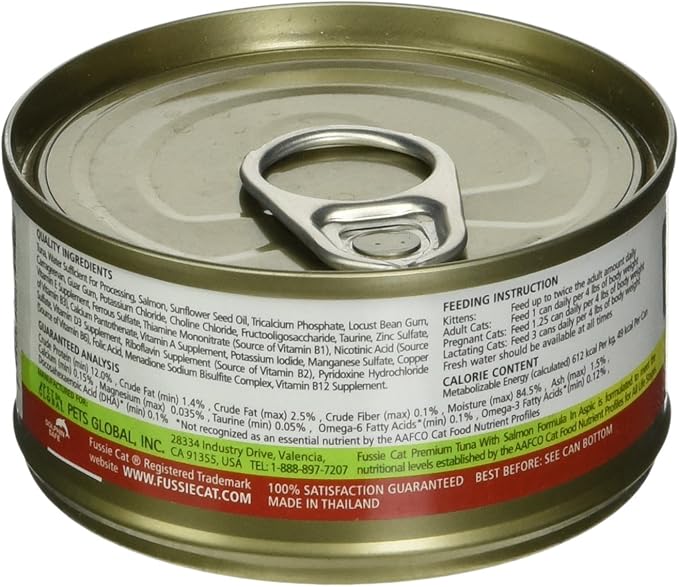 Fussie Cat Wet Food, Cat: Tuna & Salmon, 2.8Oz Can