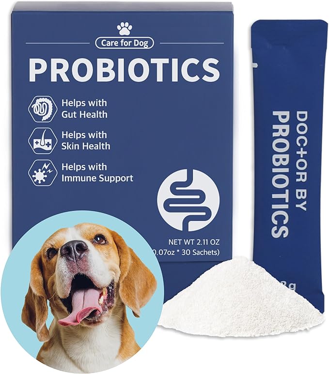Probiotics for Dogs and Puppy, Powder Digestive Health & Immune Support Supplements with Palatinose, Chicory Dietary Fiber and Lactobacillus - 30 Individually Packaged (1 PACK (30 Count))