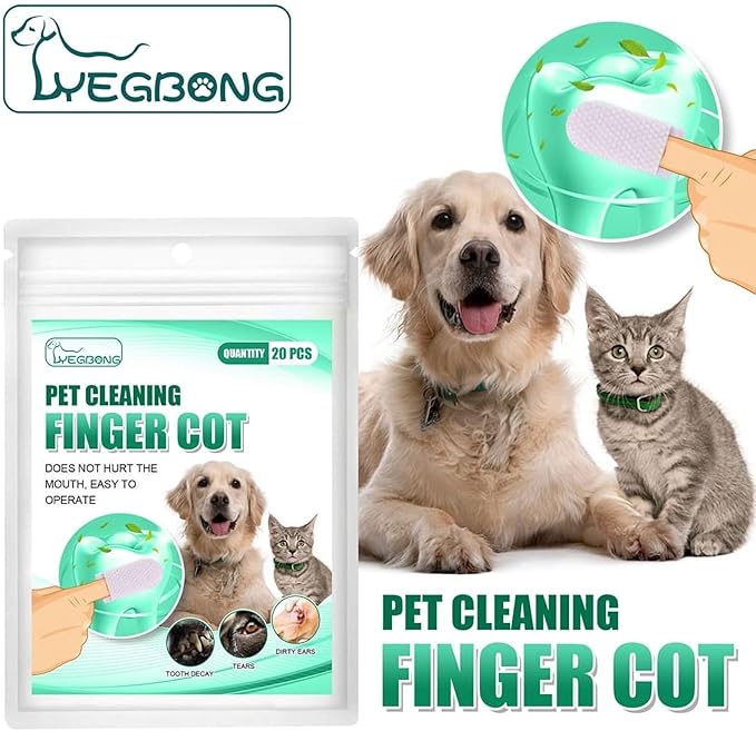 20Pcs Dog Teeth Wipes,Dog Ear Wipes Finger,Teeth Cleaning Finger Wipes,Cleaning Teeth Ears and Eyes Suitable for Dogs and Cats Removes Dirt and Discharge,Health Supplies,Dental Care