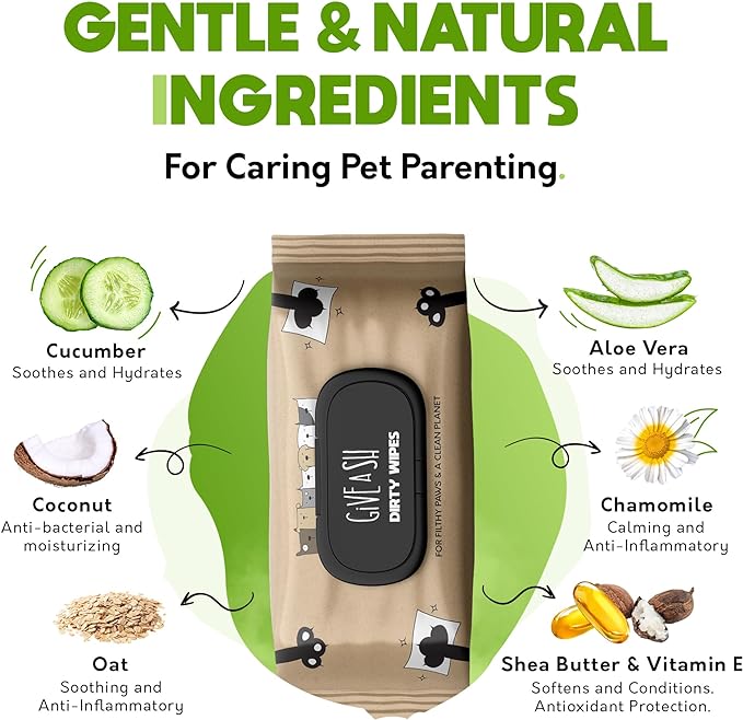 G.A.S Plant-Based Full Body Pet Wipes for Dogs & Cats - Vet-Designed & Hypoallergenic Dog Wipes - Cleaning & Deodorizing Wipes for Pets - Wood-Based & Earth-Friendly - Pack of 200 Wipes