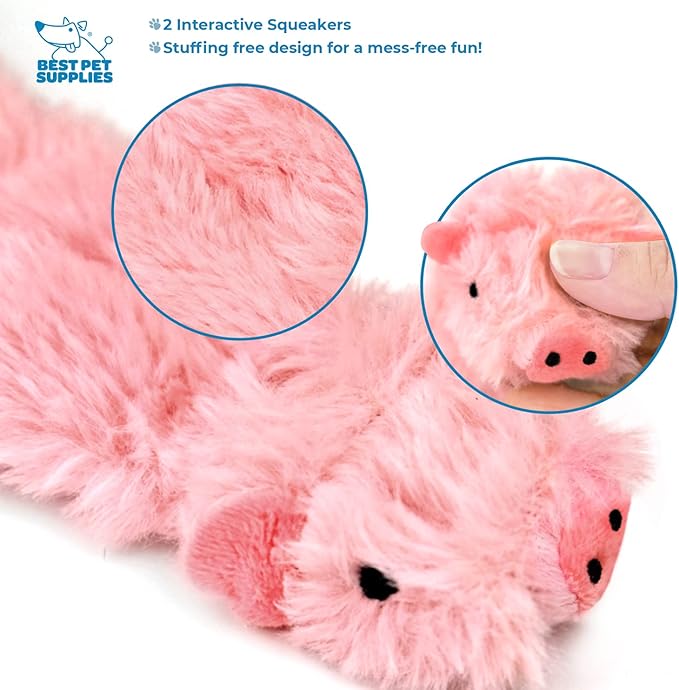 Best Pet Supplies Stuffing Free Squeaky Dog Toys for Small Dogs, Medium Dogs, and Large Dogs, Durable, Best Dog Chew Toy for Teething Puppy, Indoor Play - Pig, Small