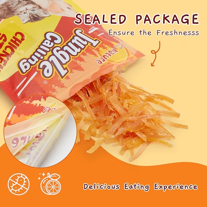 Jungle Calling Soft Training Treats for Small Dog and Cats, Mini Chicken Strips Puppy Training Snacks Easy to Digest, Grain free