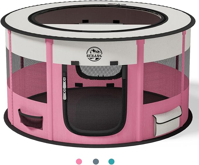 Playpen for Dogs, 44"*44"*24" Large Foldable Pet Play Pens Indoor Outdoor Exercise Pen with Carrying Case Food Bowl for Cat Puppy Rabbit
