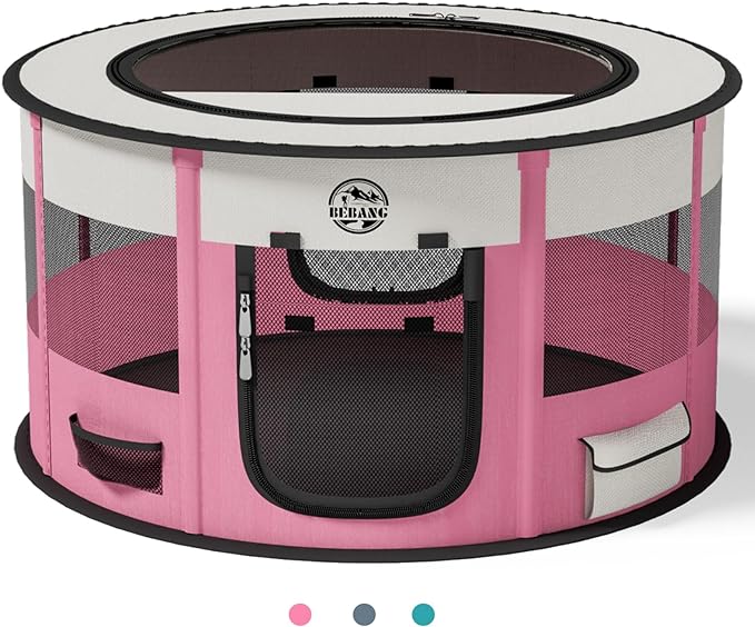 Playpen for Dogs, 44"*44"*24" Large Foldable Pet Play Pens Indoor Outdoor Exercise Pen with Carrying Case Food Bowl for Cat Puppy Rabbit