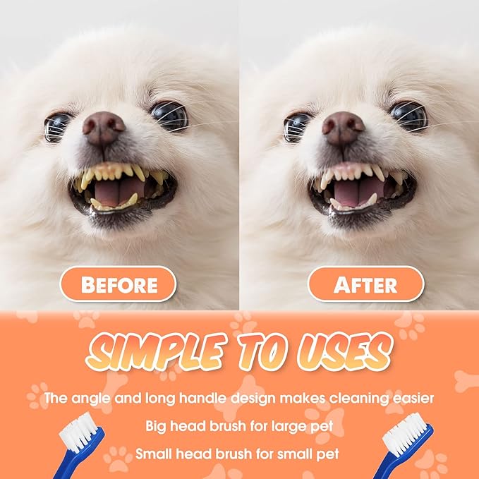 100 Pieces Dog Tooth Brush Pet Toothbrush Soft Grooming Dogs Toothbrush Dog Double Sided Toothbrush Long Handle Tooth Brush for Puppy Pet Large and Small Teeth Cleaning Dental Oral Care, 10 Colors