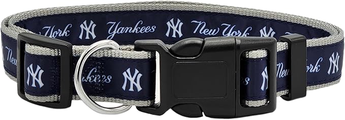 MLB New York Yankees Licensed PET COLLAR- Heavy-Duty, Strong, and Durable Dog Collar. Available in 29 Baseball Teams and 4 Sizes