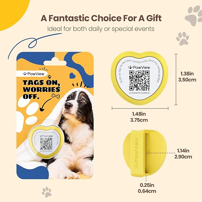 Slide On Dog Tags Personalized for Pets, NFC & QR Code Pet Tag, Silent Silicone Cat Tag for Collars&Harnesses - Scan Alert | Instant Location | Pet Profile | Pet APP Control, Heart-shaped,1 PC