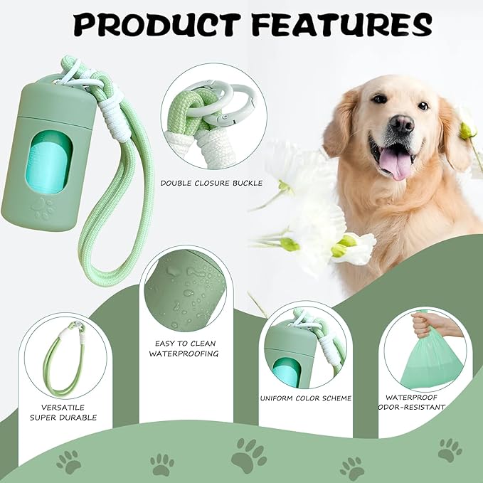 A&H ZIER Poop Bags Holder with Portable Colorful Lanyard, Soft-touch Dog Poop Bags Dispenser Dog Waste Bags, Compatible with any Dog Walking Accessories