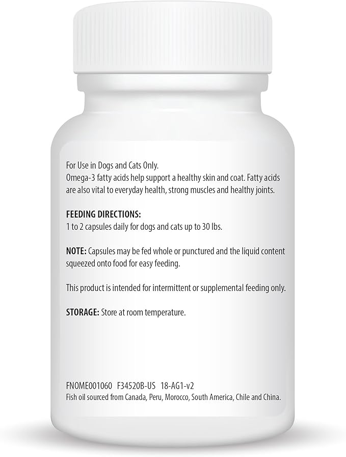 Ceva Derma-3 Softgels, Omega-3 Fatty Acid & Vitamin Supplement for Small Dogs & Cats (60 Count)