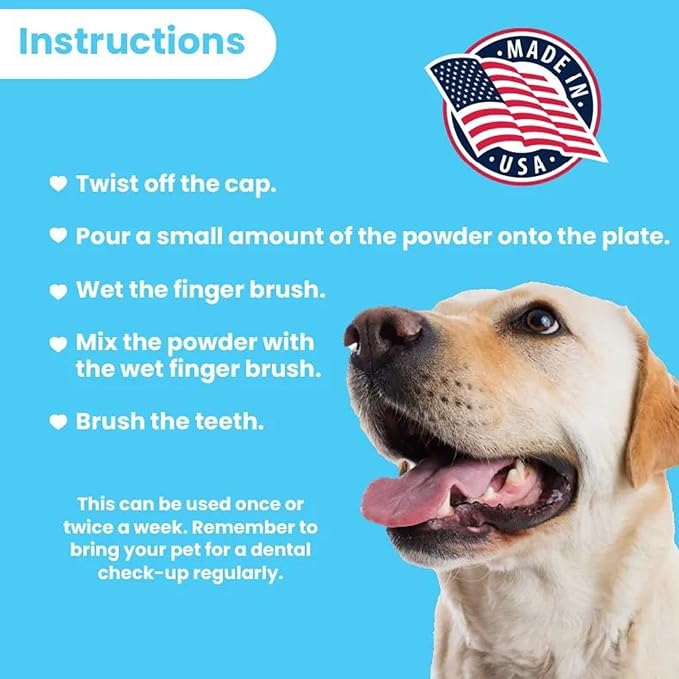 Pawtitas Natural Dog Toothpaste Powder Prevents Tartar Plaque Gum Disease Bad Breath a Natural Pet Dental Care and breath freshener for Dogs 4 OZ Bottle