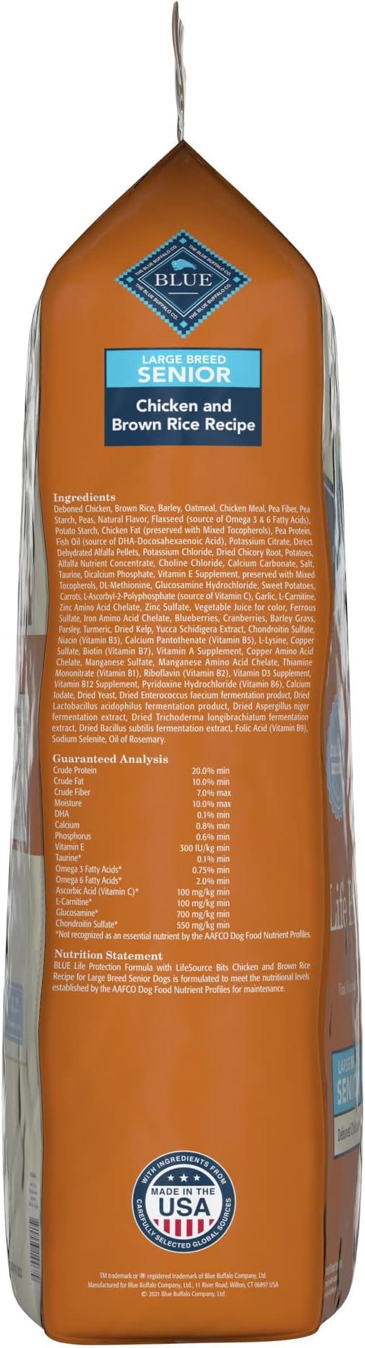 Blue Buffalo Life Protection Formula Natural Senior Large Breed Dry Dog Food, Chicken and Brown Rice 34-lb