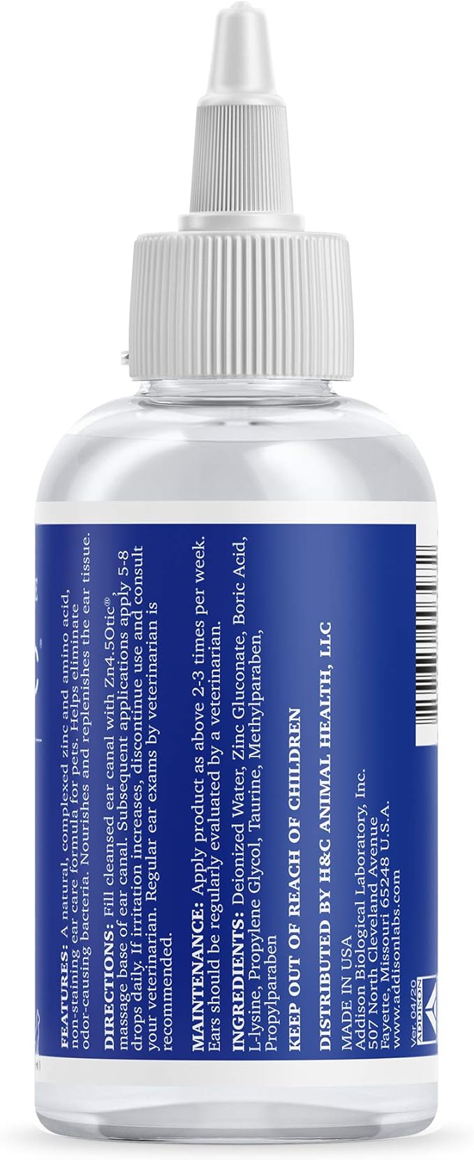 Maxi-Guard Pet Ear Care Zn4.5 Otic for Dogs, Cats, Exotics and Companion Animals (4oz), Blue/White