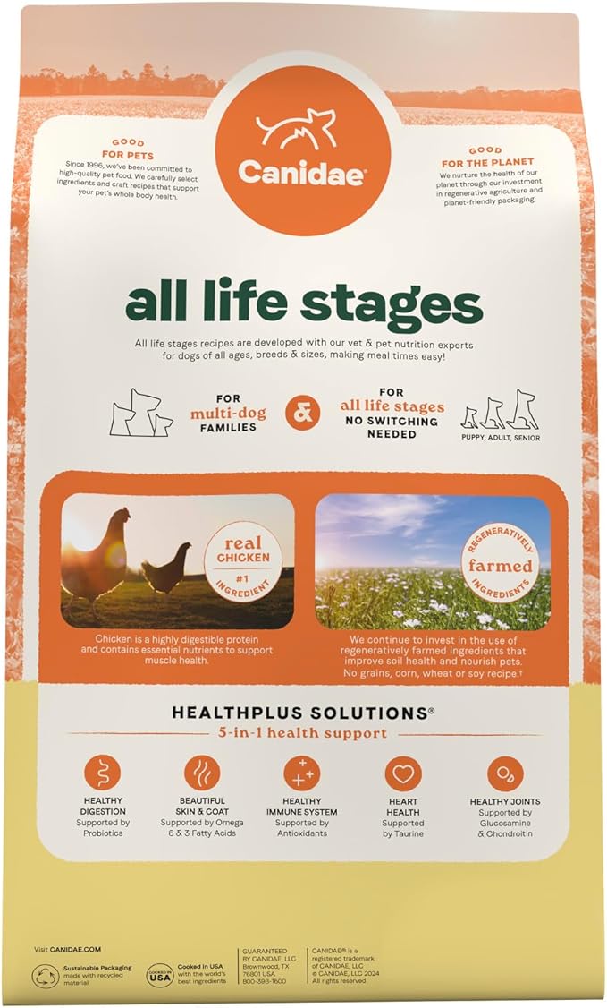 Canidae All Life Stages Real Chicken & Poato Recipe – High Protein and Grain-Free Premium Dry Dog Food for All Ages, Breeds, and Sizes– 24 lbs.