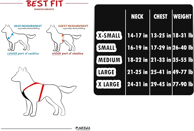 Neewa Dog Running Harness, Dog Hiking Harness (Medium, Blue), Reflective Dog Harness, Dog Mushing Harness, Pitbull Harness, Husky Harness
