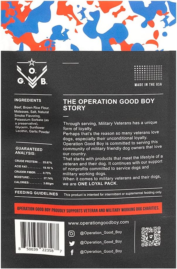 Operation Good Boy Dog Treats - 1/4" Beef Squares Freedom Treats | Natural, Farm-Raised Meat - Vet-Formulated AAFCO approved ingredients | Perfect Training Treats for Small to Large Dogs