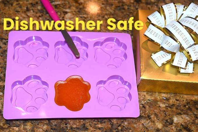 (4-Pack) Dog Paw & Bone Pink Chocolate Melt Making Silicone Mold - Treat Fondant, Hard Candy, (Oven Safe, Dishwasher Safe) Food-Grade, BPA-Free