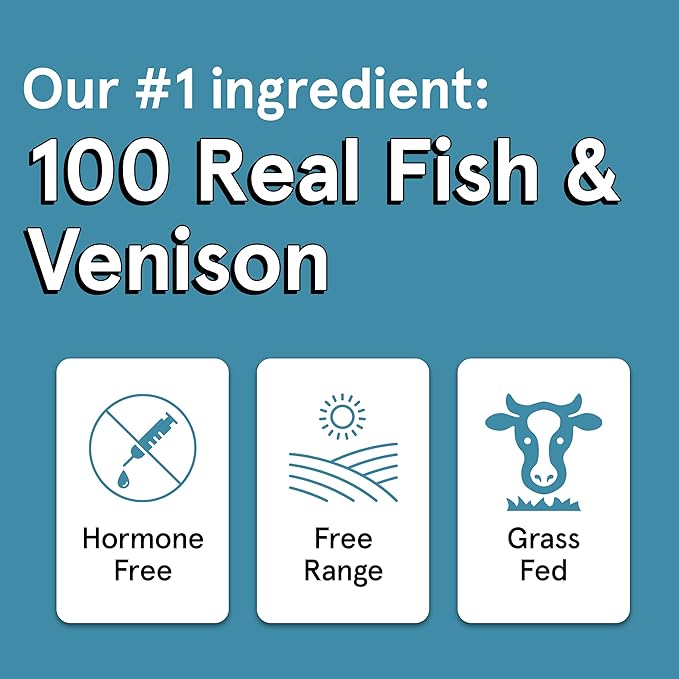 Real Meat Dog Treats - Two 12oz Bag of Bite-Sized Air-Dried Fish & Venison Jerky for Dogs - Grain-Free Jerky Dog Treats Made up of 95% All-Natural, Human-Grade, Free-Range Venison & Ocean-Caught Fish
