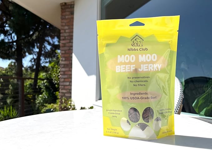 Moo Moo Beef Jerky, Beef Jerky for Dogs, 100% USDA-Grade Beef, Freeze Dried, Healthy, All Natural, USA-Made, Single Ingredient Dog Treat