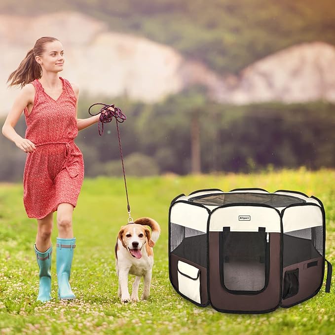Portable Pet Playpen,Dog Playpen Foldable Pet Exercise Pen Tents for Dogs/Cats/Rabbits/Pets,Cat Playpen Indoor/Outdoor Travel Camping Use with Carry Case