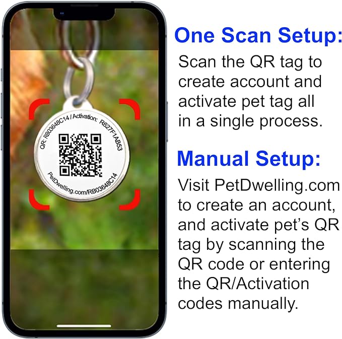 Advanced QR Code Pet ID Tags for Small to Medium Dogs and Cats: Online Pet Profile & Instant Scan Location Email Alert(Lux Black Mini)