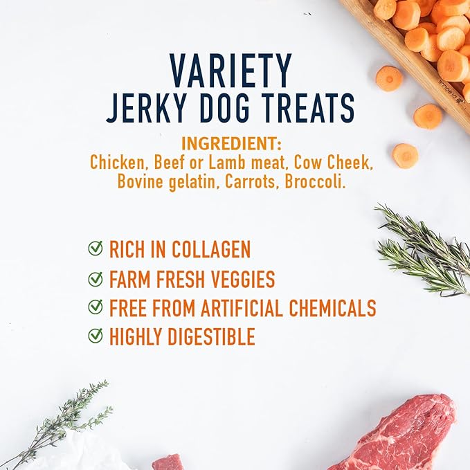 Mon Ami Variety Dog Treats Meat Sticks for Dogs with Farm Fresh Vegetables – Human Grade Dog Treats with Superfoods - Training Treats for Dogs - Healthy Dog Treats for Small, Medium and Large Dogs
