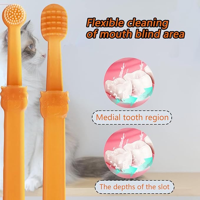 2Pcs Nano Silicone Dog Toothbrush Kit with Storage Box, Soft Dog Cat Tooth Brushing Kit Nanoflex Pet Toothbrush with Tongue Scraper | Easy to Handle | Deep Clean for Toothbrush for Dogs Cat