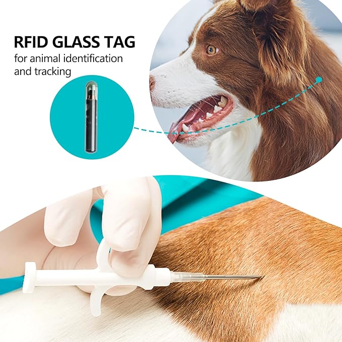 20 Pack ISO Pet ID Microchip Tags Universal Standard 134.2Khz FDX-B Smaller Size 8 MM Length for Dogs and Cats Small Animals (1.4X8mm Microchip)