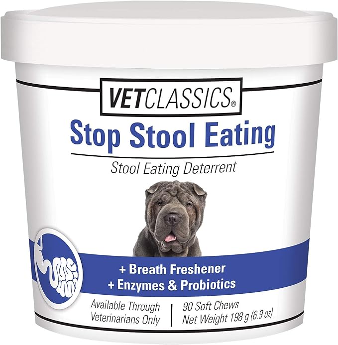 Vet Classics Stop Stool Eating Pet Health Supplement for Dogs – Dog Breath Freshener – Stops Dogs from Eating Stool – Enzymes, Probiotics – 90 Soft Chews