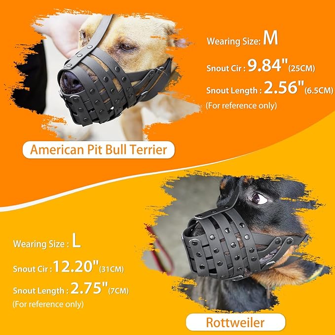 Mayerzon Pitbull Muzzle, Basket Muzzle for Medium Large Sized Dogs to Prevent Biting Scavenging Chewing, Soft Rottweiler Muzzle for Walking Training, Allow to Pant Drink, Lightweight and Sturdy