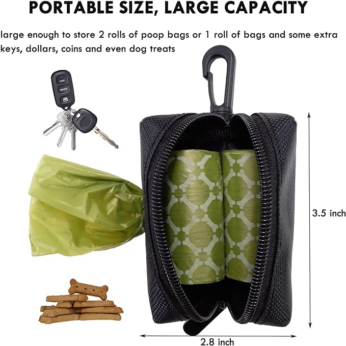 2 Pack Dog Poop Bag Holder, Poop Bag Holders for Leashes, CAKOVANO Pet Dog Waste Bag Dispenser Leash Attachment – Fits Any Dog Leash – Includes 2 Pack Poop Bag Dispenser & 2 Dog Training Clickers
