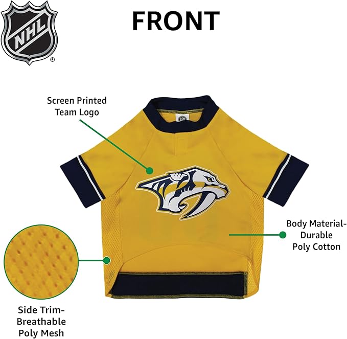 Pets First NHL Nashville Predators Jersey for Dogs & Cats, Medium. - Let Your Pet Be A Real NHL Fan!