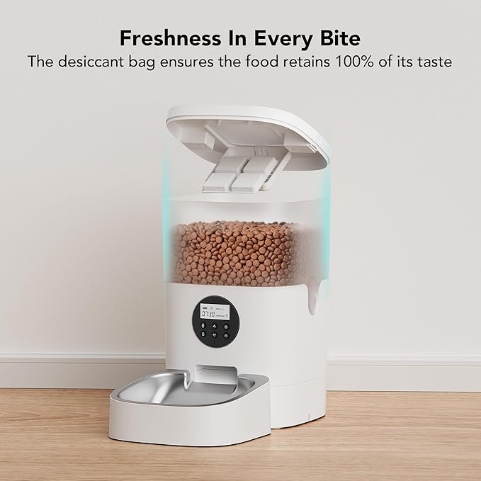 PETLIBRO Automatic Cat Feeder, Automatic Cat Food Dispenser with Timer Interactive Voice Recorder, Auto Cat Feeder with 1-4 Meals Control Dry Food, White Transparent