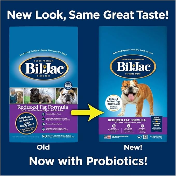 Bil-Jac Dry Dog Food Diet Adult Select Reduced Fat Formula 6 lb Bag (2-Pack) - Small or Large Breed - Super Premium Since 1947