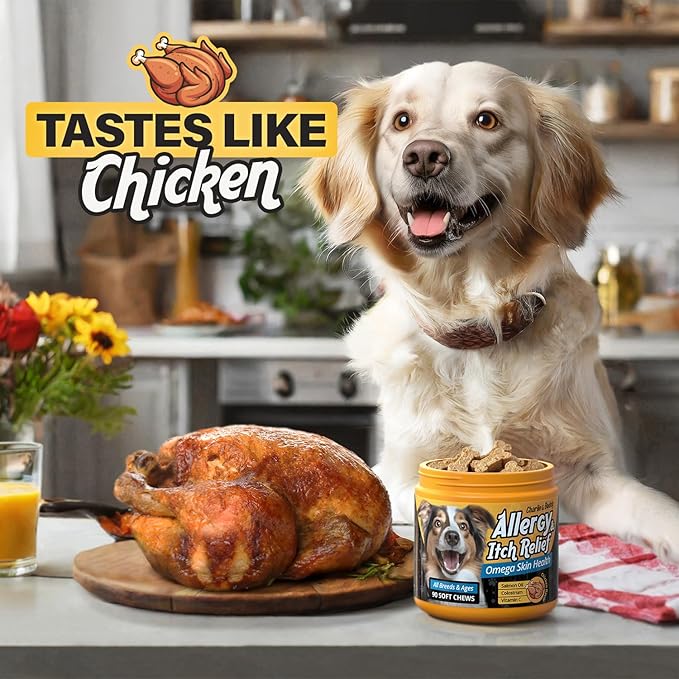 CHARLIE & BUDDY Dog Allеrgy Chews, Immunе Support & Itсh Rеlief for Dogs, Skin and Coat Supplements with Omega 3 Fish Oil, ACV, Vitamin C, & Probiotics for Dogs, 90 Soft Chews, Chicken Flavor, Wrap