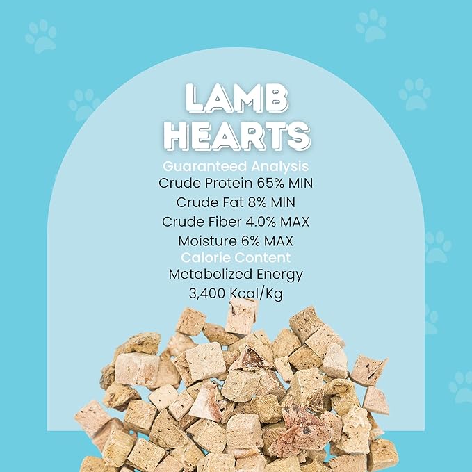 hotspot pets Freeze Dried Lamb Heart Treats for Cats & Dogs - 1LB BIG BAG- Single Ingredient All Natural Grain-Free - Perfect for Training, Healthy Topper or Snack - Made in USA
