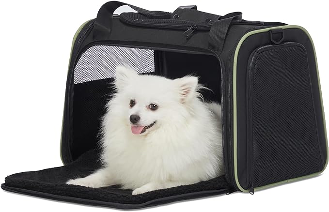 PETSFIT Large Cat Carrier, Dog Carrier, Pet Privacy Protection Travel Pet Carrier for Medium and Large Cats, Small Dogs, Puppies up to 25Lbs (Large, Black)