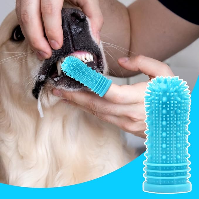 Dog Toothbrush Kit - Pet Toothbrush Pet Finger Toothbrush Use Professionally Set for Dogs/Cats/Puppies/Kittens&Pets for Dental Care (Blue)