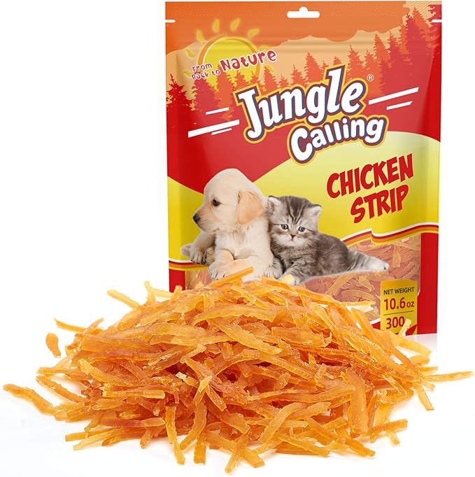 Jungle Calling Soft Training Treats for Small Dog and Cats, Mini Chicken Strips Puppy Training Snacks Easy to Digest, Grain free