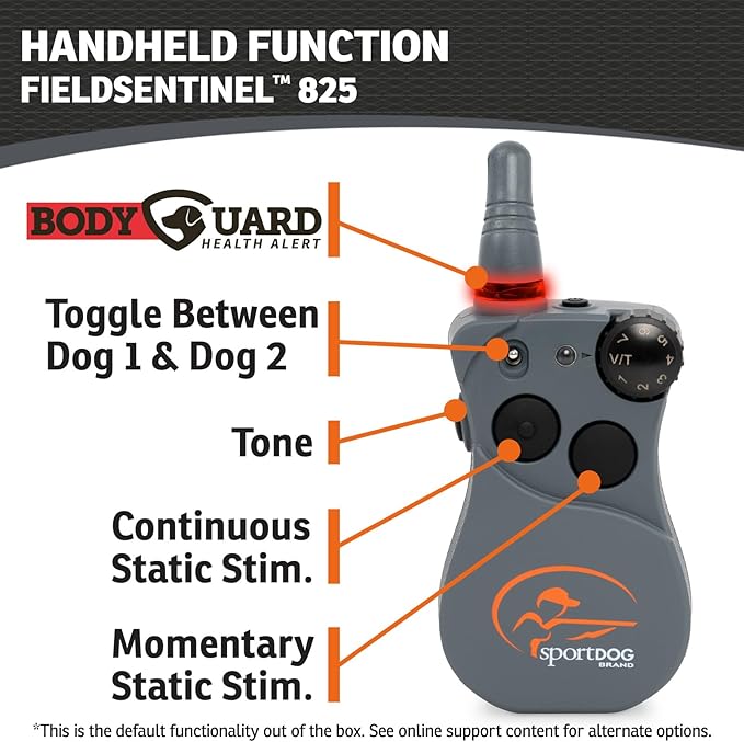 SportDOG Brand FieldSentinel 825 Shock Collar for 2 dogs with Bodyguard Health Alerts – World’s First E-Collar w/ Health Monitoring – ½ Mile Range - Train with Shock, Vibrate, and Tone