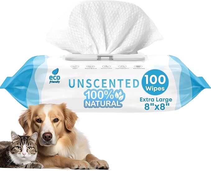 100 Dog Wipes for Paws and Butt Ears Eyes Unscented | Organic Hypoallergenic Pet Wipes for Dogs with Aloe Vera | Dog Wipes Cleaning Deodorizing | Extra Thick Dog Paw Wipes Dogs Cat Puppy Pets