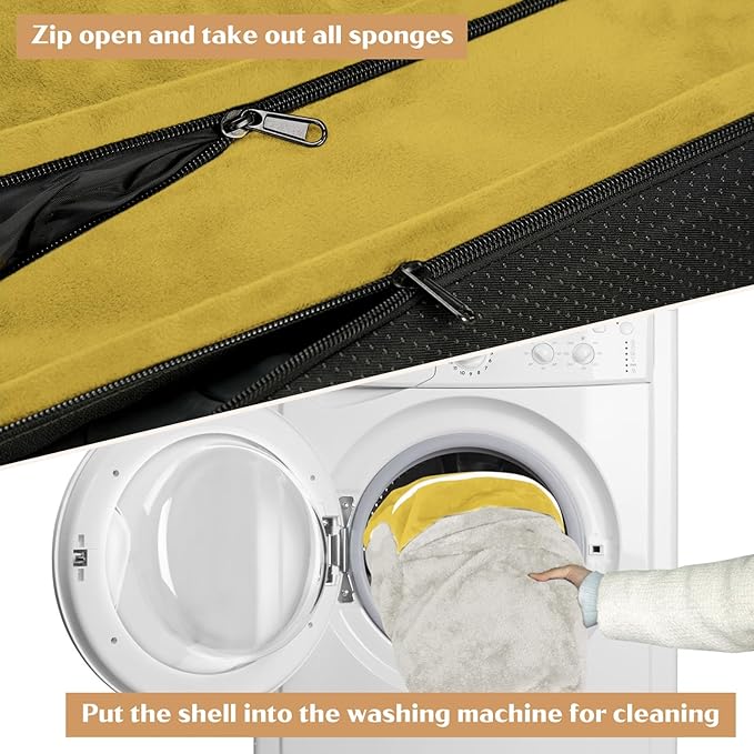 Orthopedic XL Dog Beds, Waterproof Extra Large Dog Bed with Bolster, Washable Dog Bed Sofa with Removable Cover & Non-Slip Bottom(X-large,Spicy Mustard)