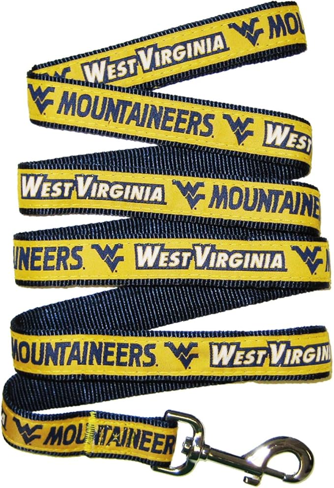 Pets First Collegiate Pet Accessories, Dog Leash, West Virginia Mountaineers, Small