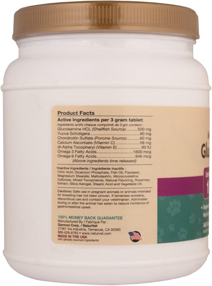 NaturVet 240 Count Glucosamine- DS with Glucosamine and Chondroitin Tablets for Dogs (360 Count)
