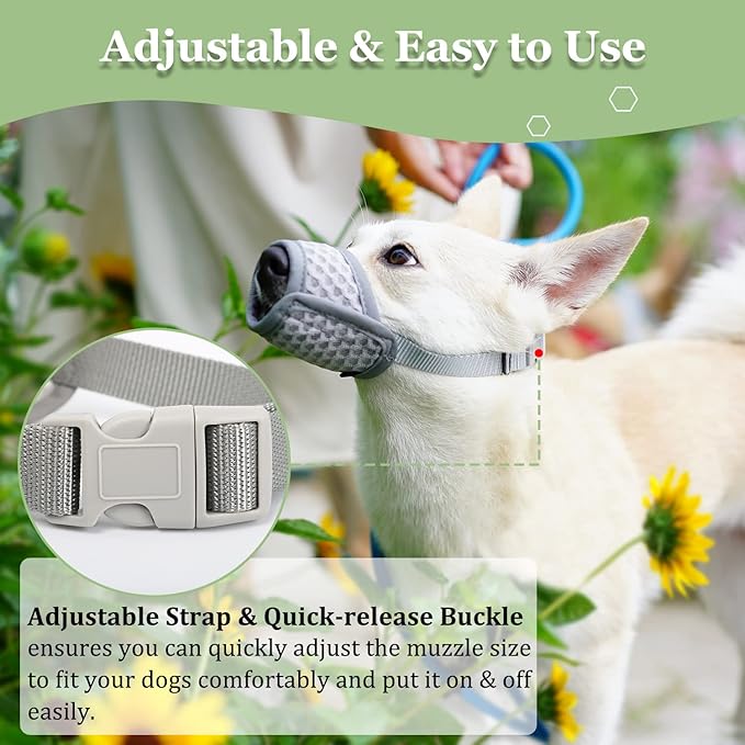 Mayerzon Dog Muzzle, Soft Mesh Muzzle for Small Medium Large Dogs Chihuahua Poodles Beagle Dachshund Corgis Labrador, Puppy Muzzle for Biting Chewing Grooming, Allows Panting Drinking