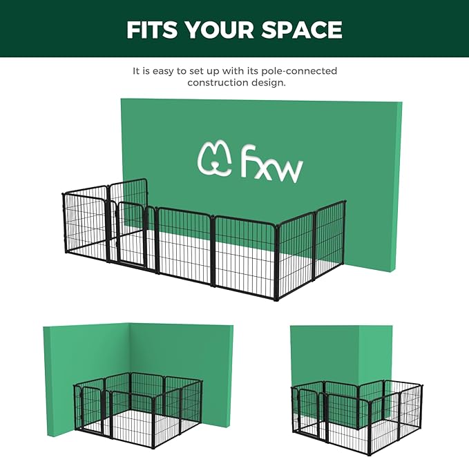 FXW Homeplus Dog Playpen Designed for Indoor Use, 24" Height for Puppy and Small Dogs, BlackāPatented